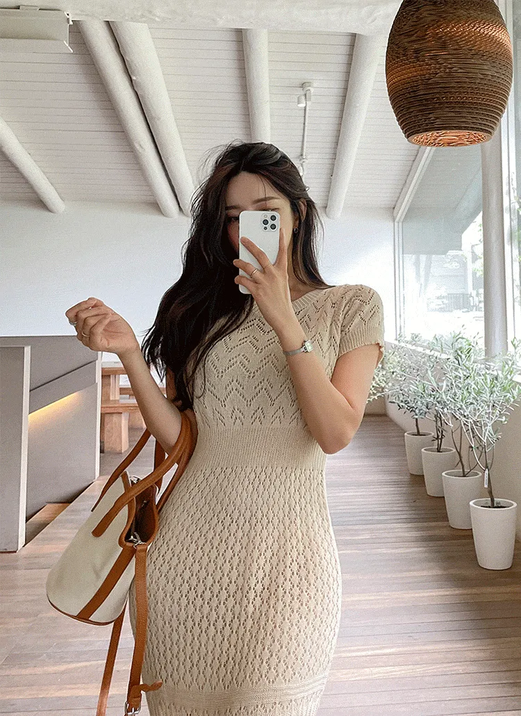 パンチングウエストマークニットワンピース | lovesomeone | 詳細画像1