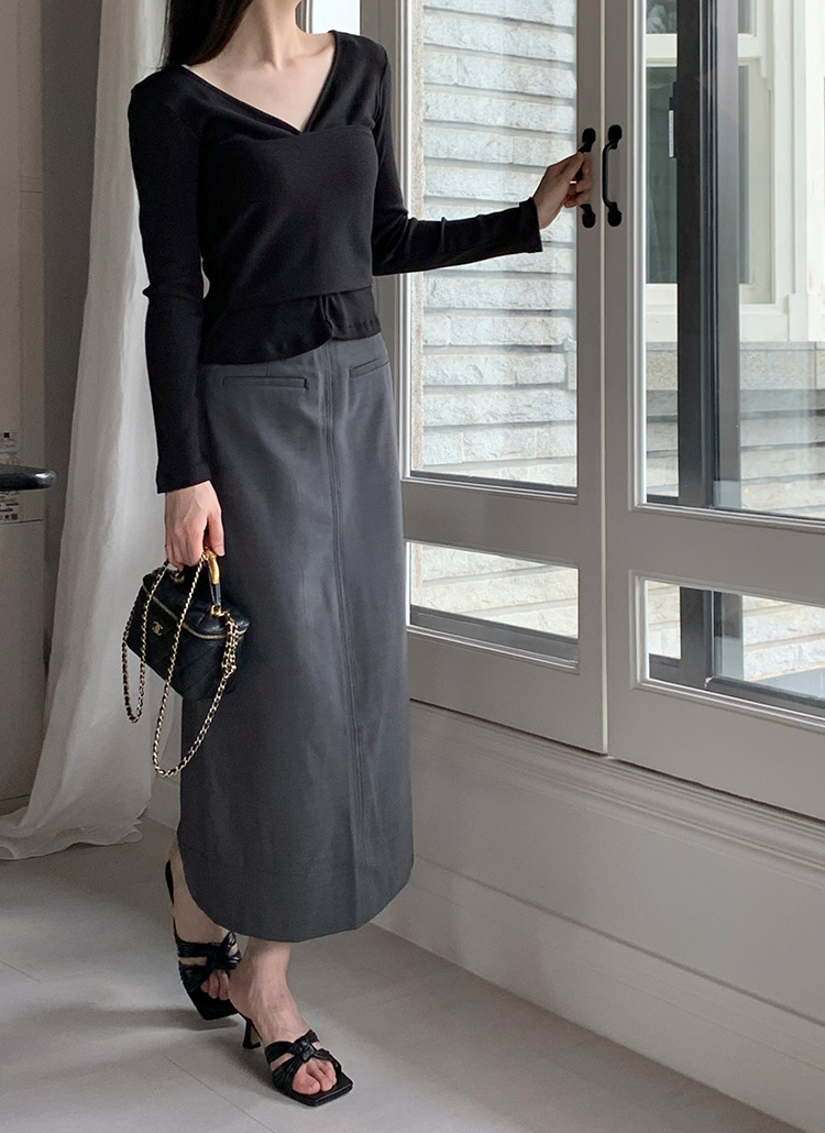 デイリースリットスカート(チャコール) | レディースファッション通販