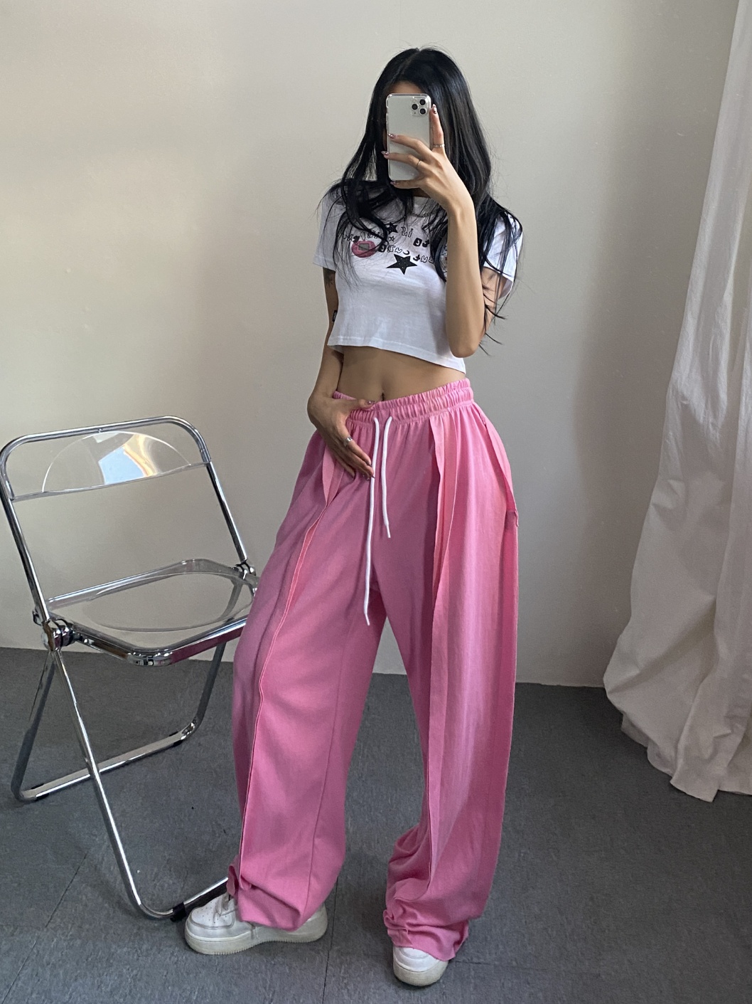 ピンタックストリングスウェットパンツ | レディースファッション通販