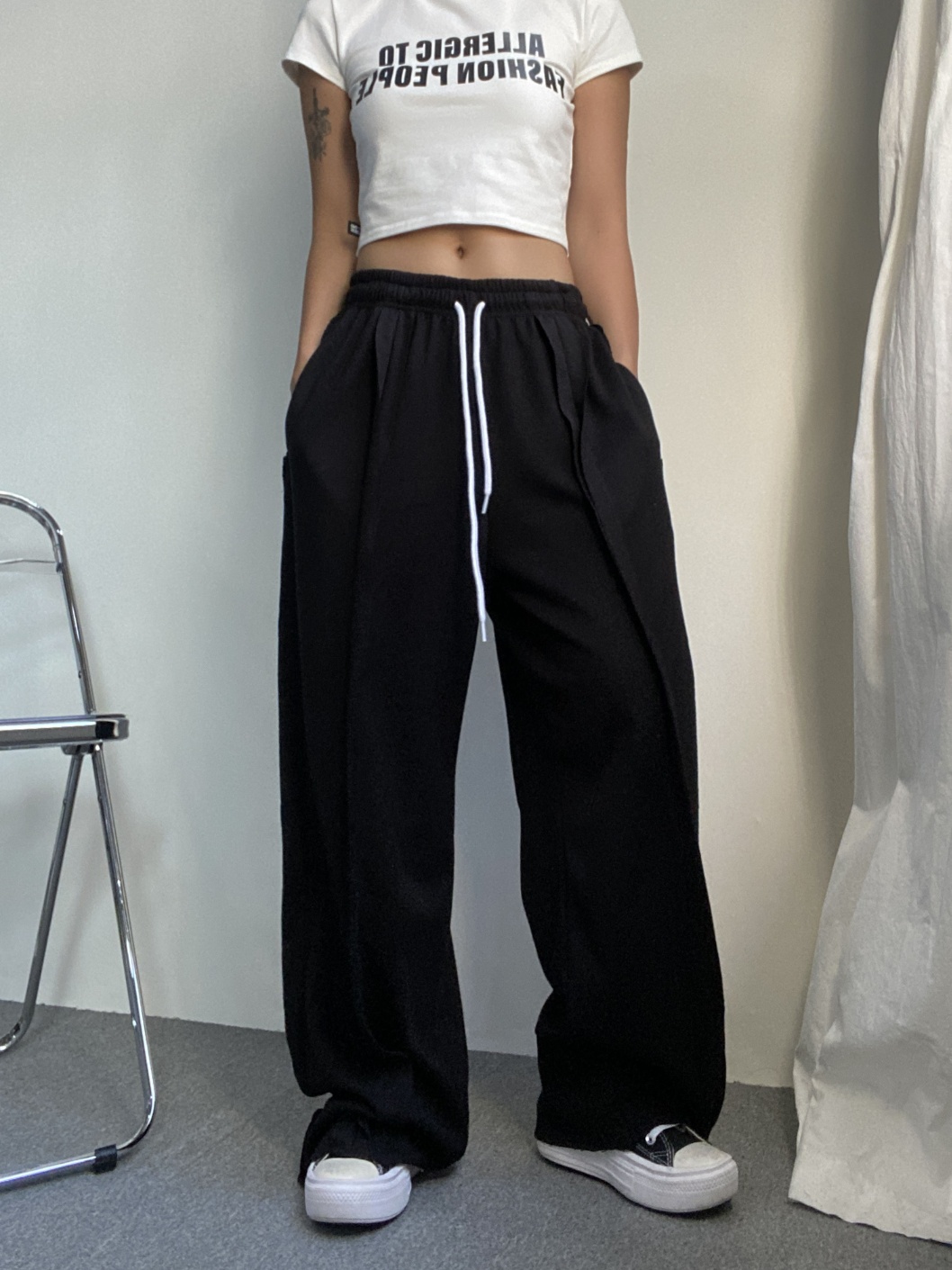 PINKSPINK ダメージ スウェットパンツ ブラック PINKSPINK ダメージ スウェットパンツ ブラック