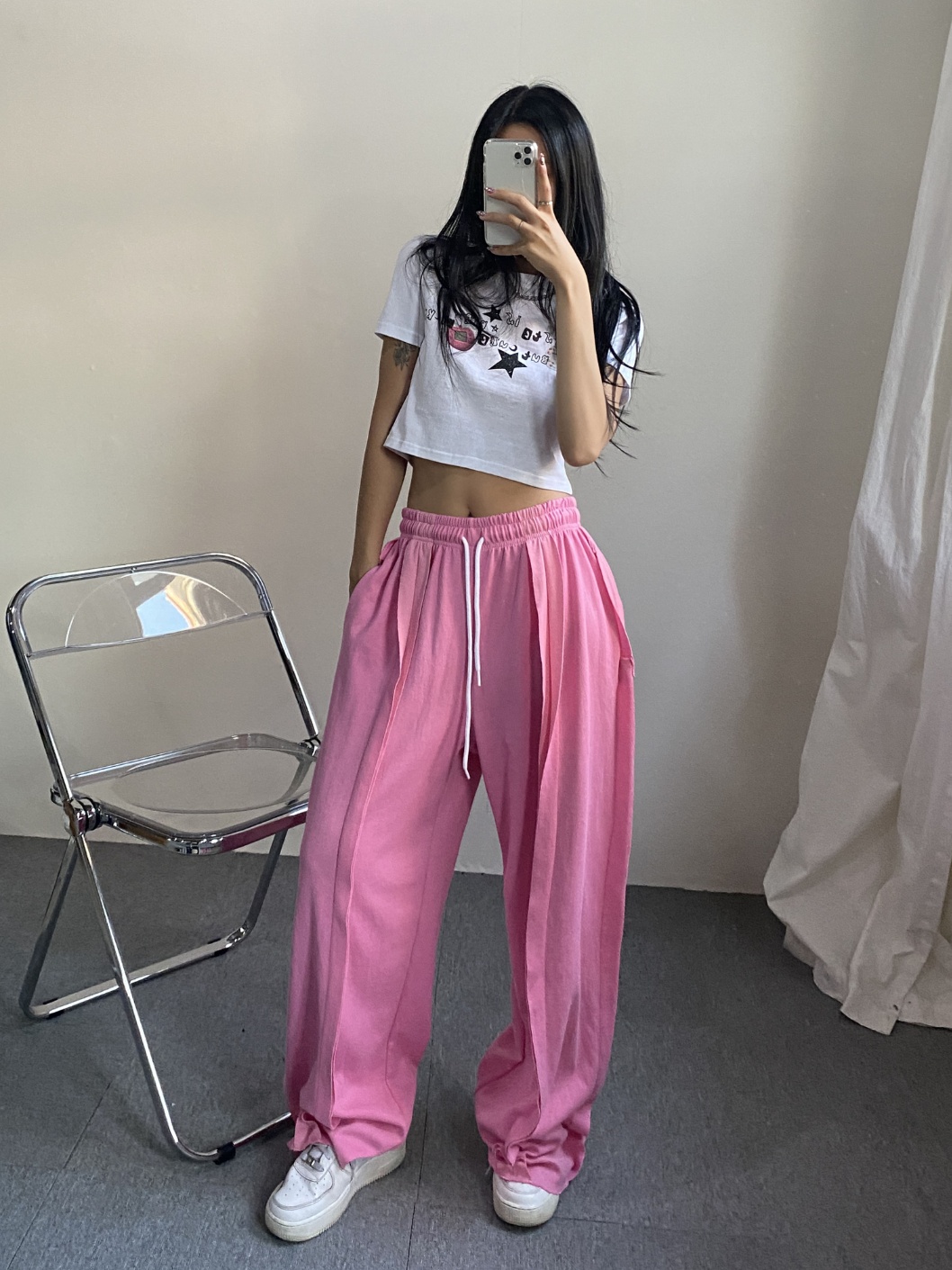 ピンタックストリングスウェットパンツ | レディースファッション通販