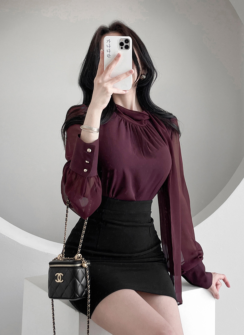 シャーリングシフォンボウタイブラウス | レディースファッション通販