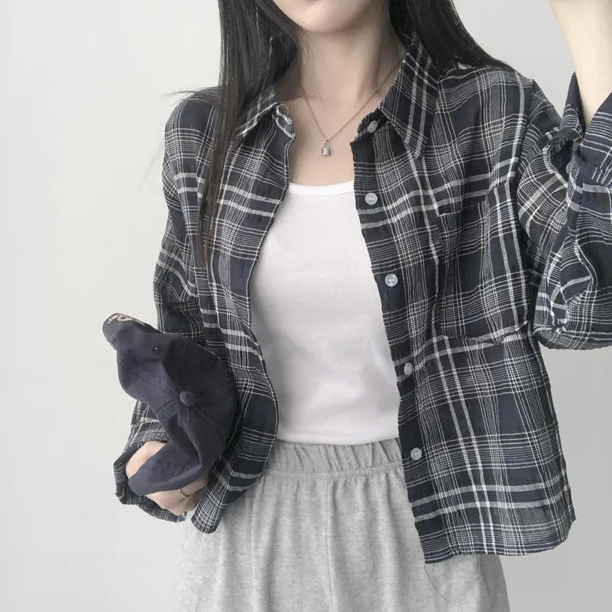 ワンポケクロップドチェックシャツ | lilisense | 詳細画像20