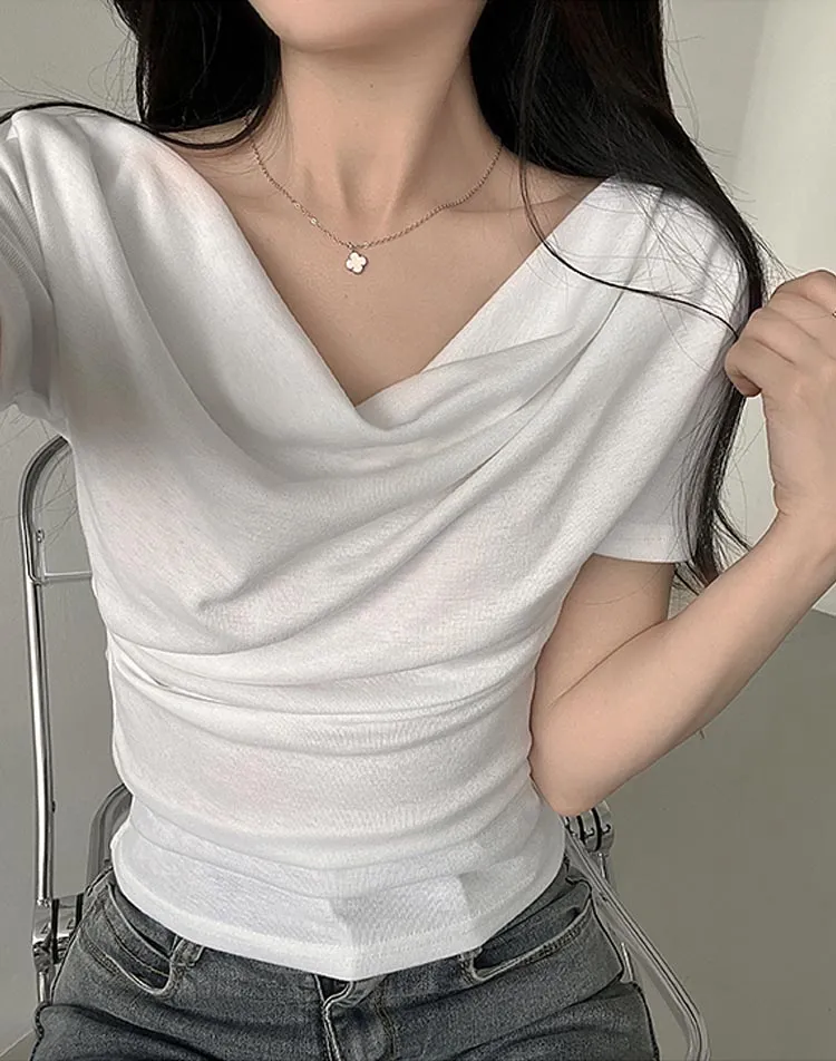 2TYPEボートドレープネックTシャツ | creamsugar | 詳細画像1