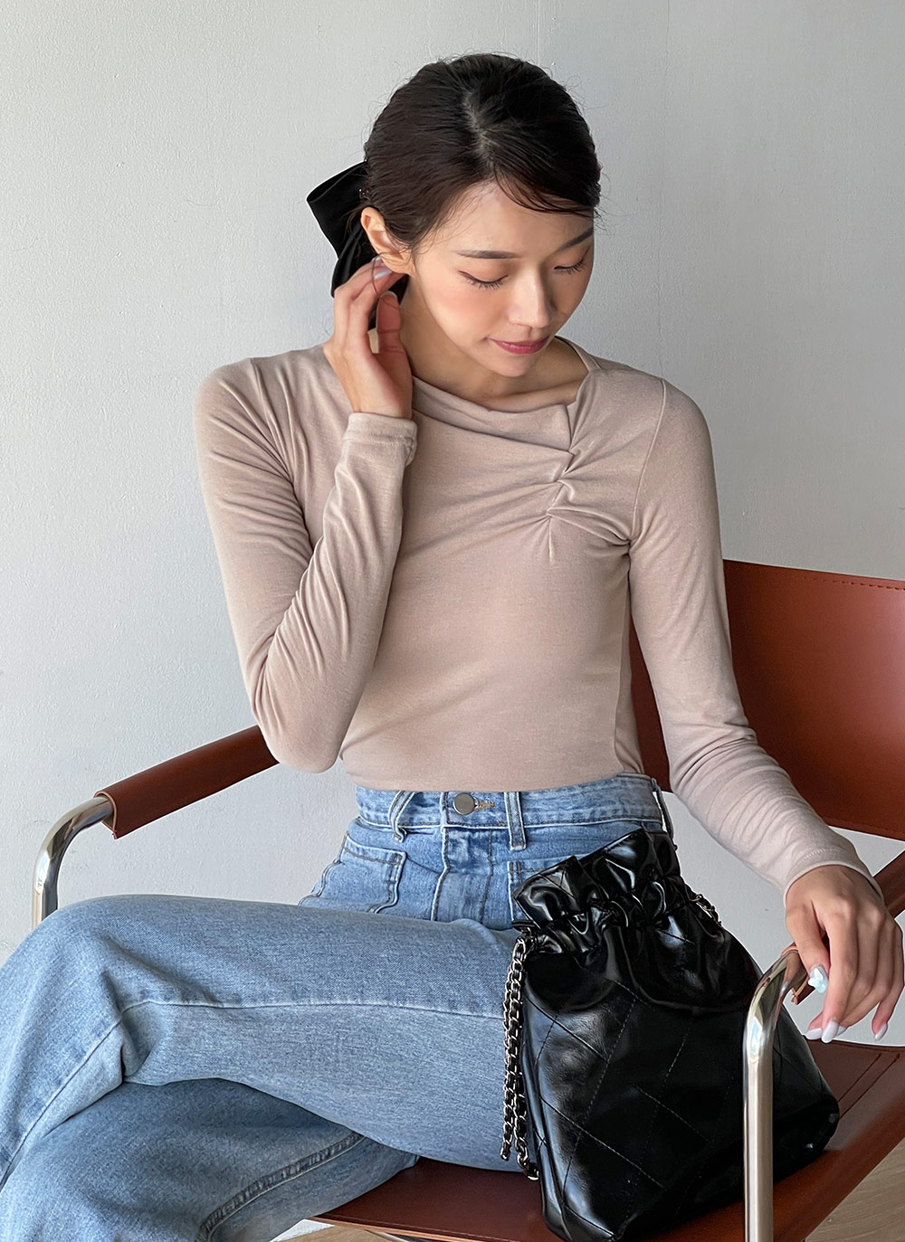 ギャザーアンバランスTシャツ | DHOLIC | 詳細画像7