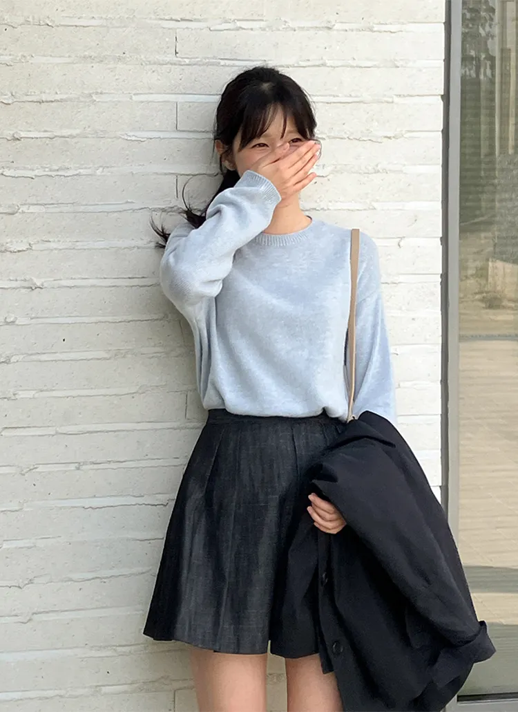 アルパカ混ベーシックラウンドニット | cherrykoko | 詳細画像1