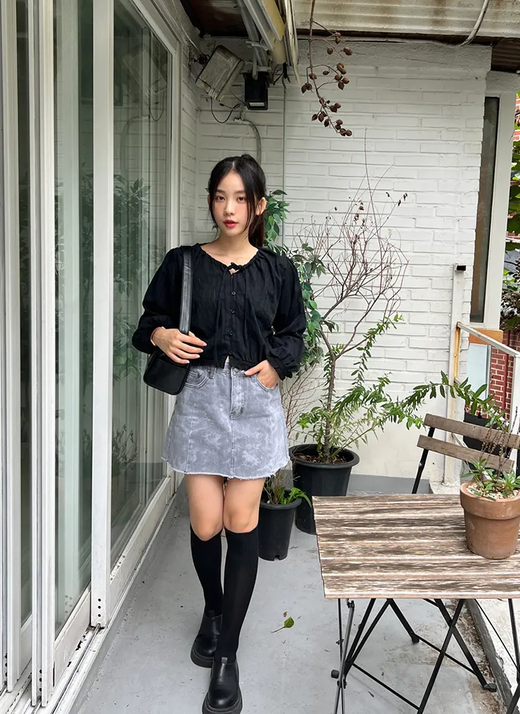 カバーグレーミニデニムスカート | レディースファッション通販 - DHOLIC 