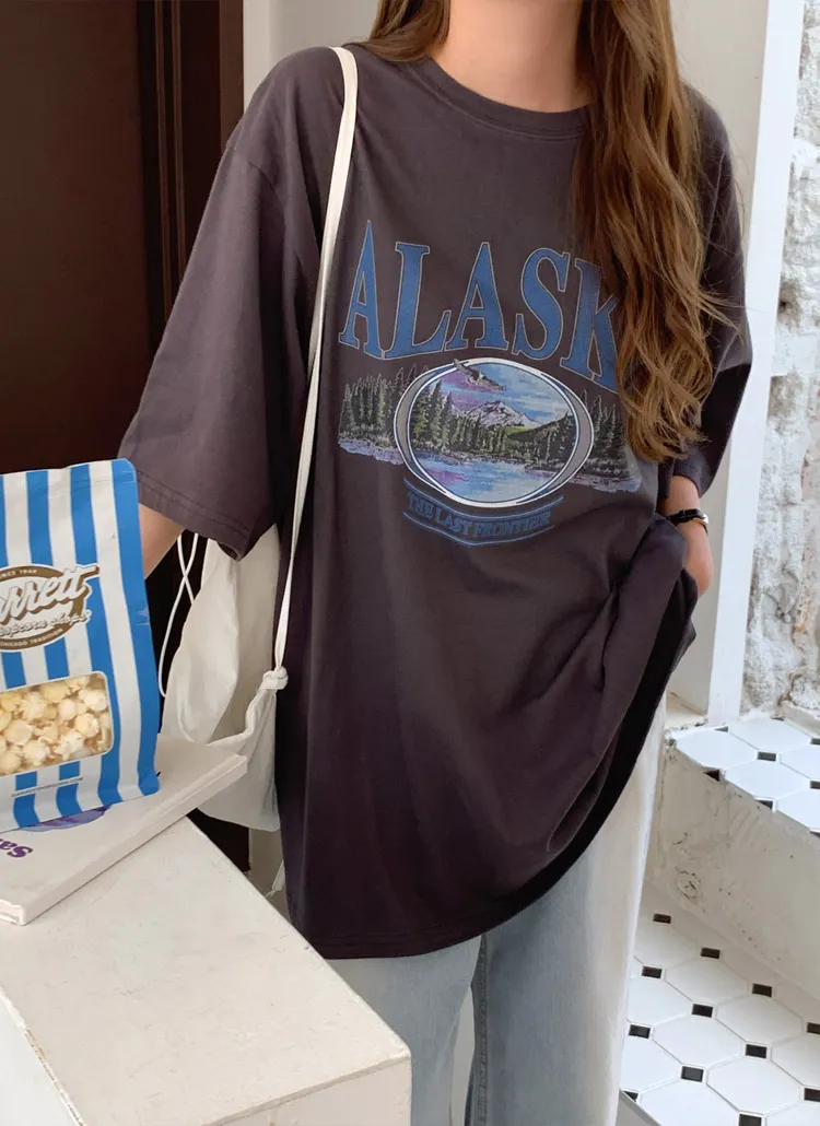 ALASKAプリントオーバーTシャツ | lindashop | 詳細画像1