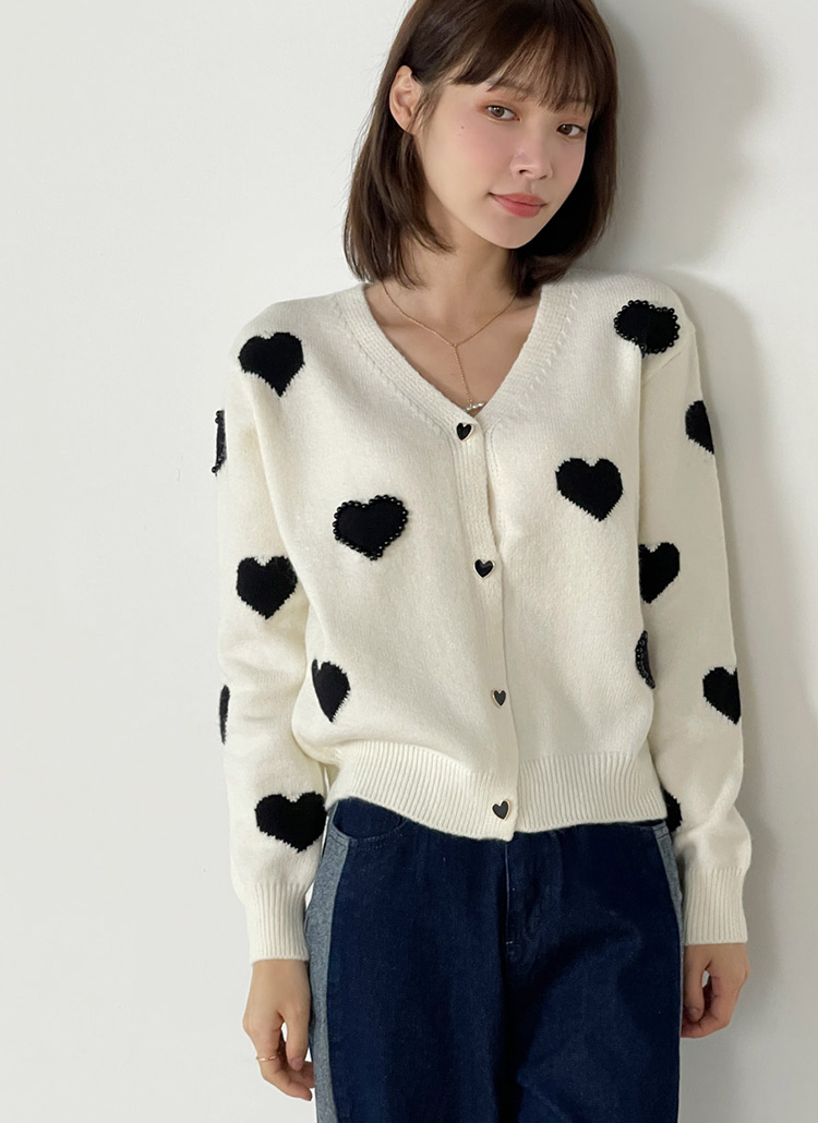 Vネックハートカーディガン | レディースファッション通販 - DHOLIC