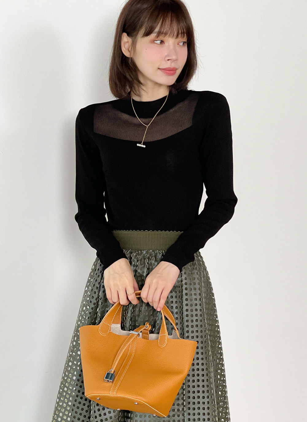 シアーパネルハーフネックニット | DHOLIC | 詳細画像3