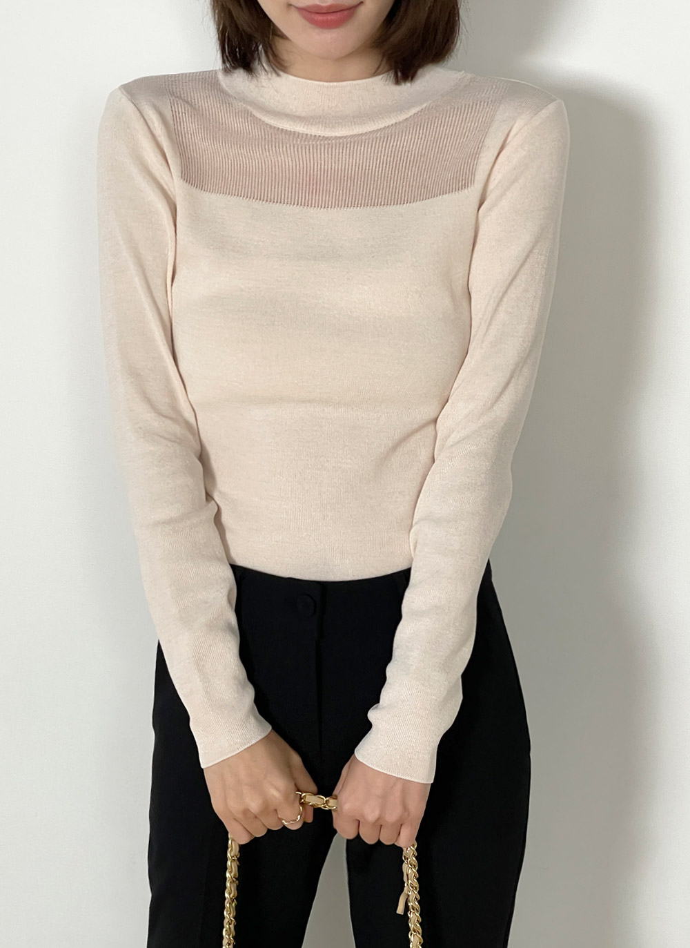 シアーパネルハーフネックニット | DHOLIC | 詳細画像9