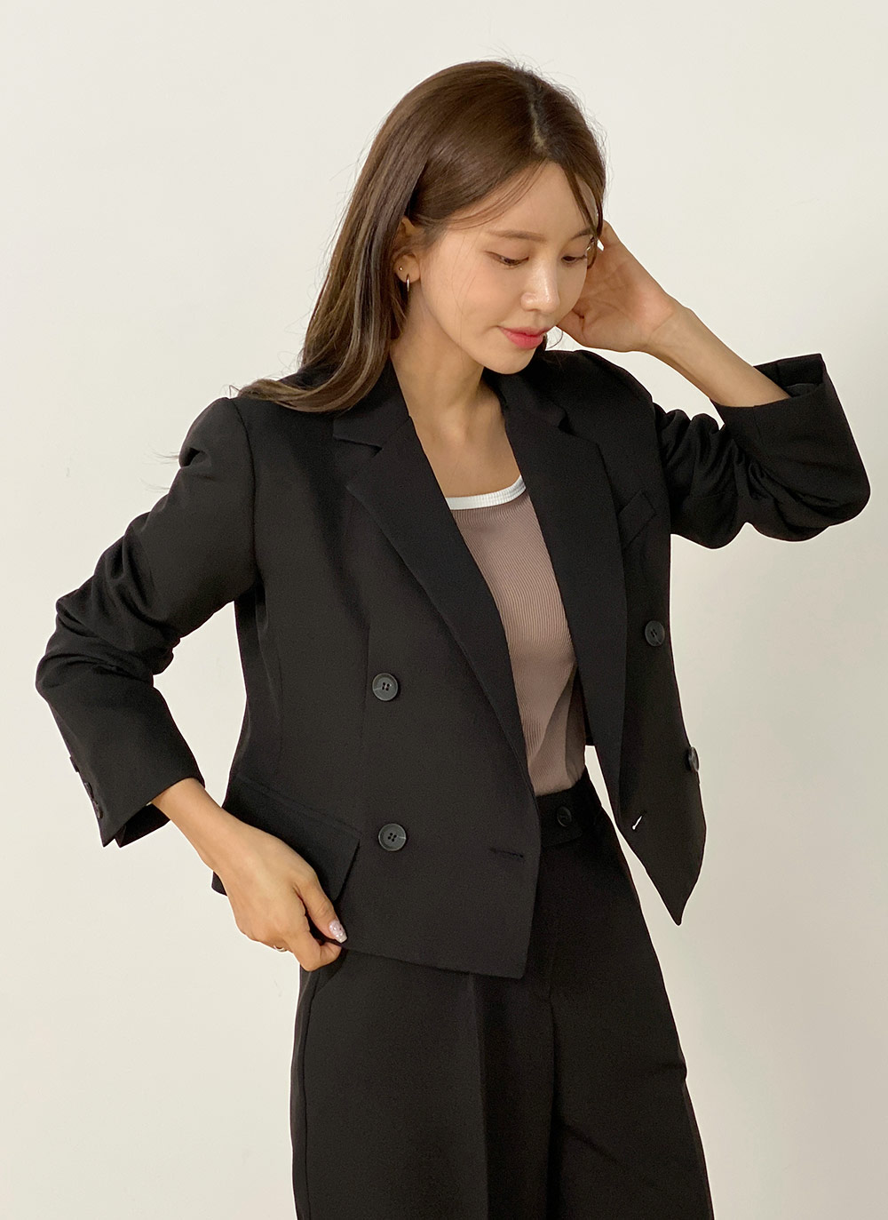 ダブルショートジャケット&ワイドスラックスSET | レディース