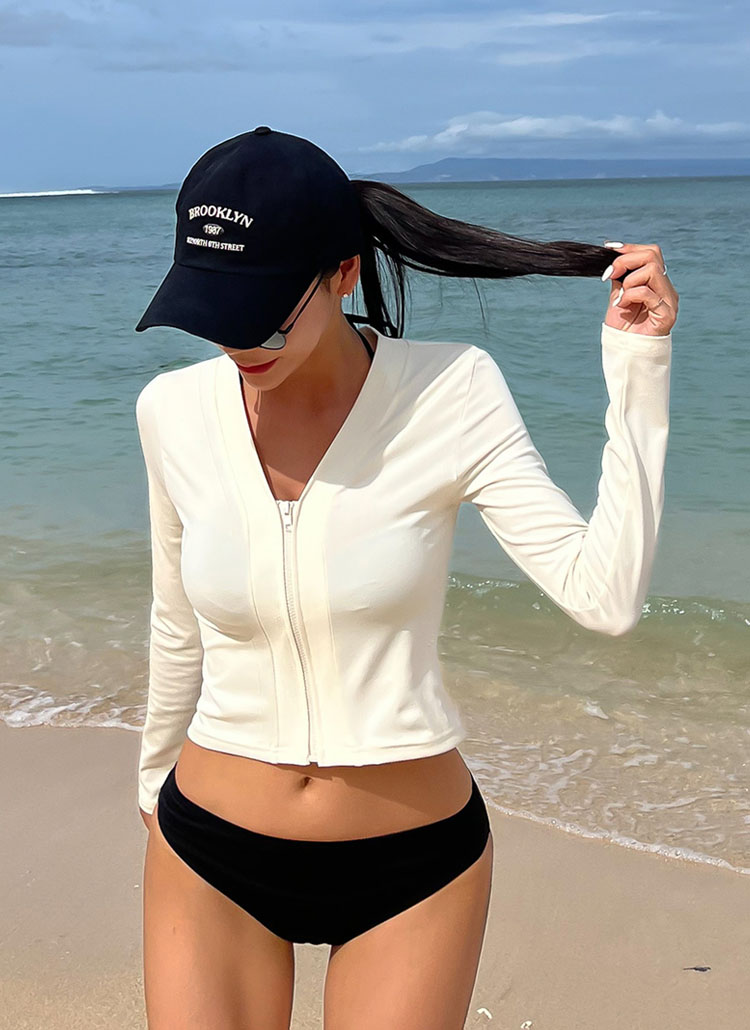 Vネックジップアップラッシュガード | レディースファッション通販