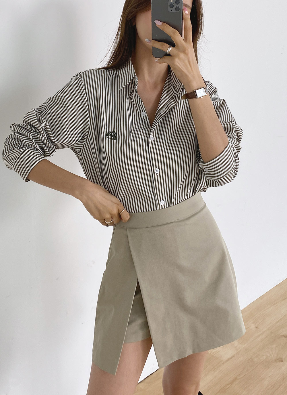 ハート刺繍ストライプシャツ | DHOLIC | 詳細画像16