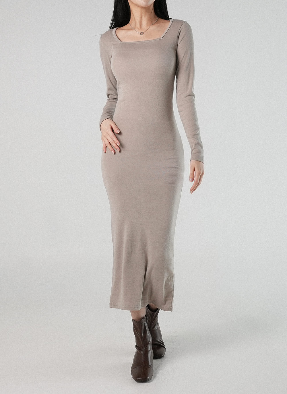 スクエアネック長袖ワンピース | DHOLIC | 詳細画像3