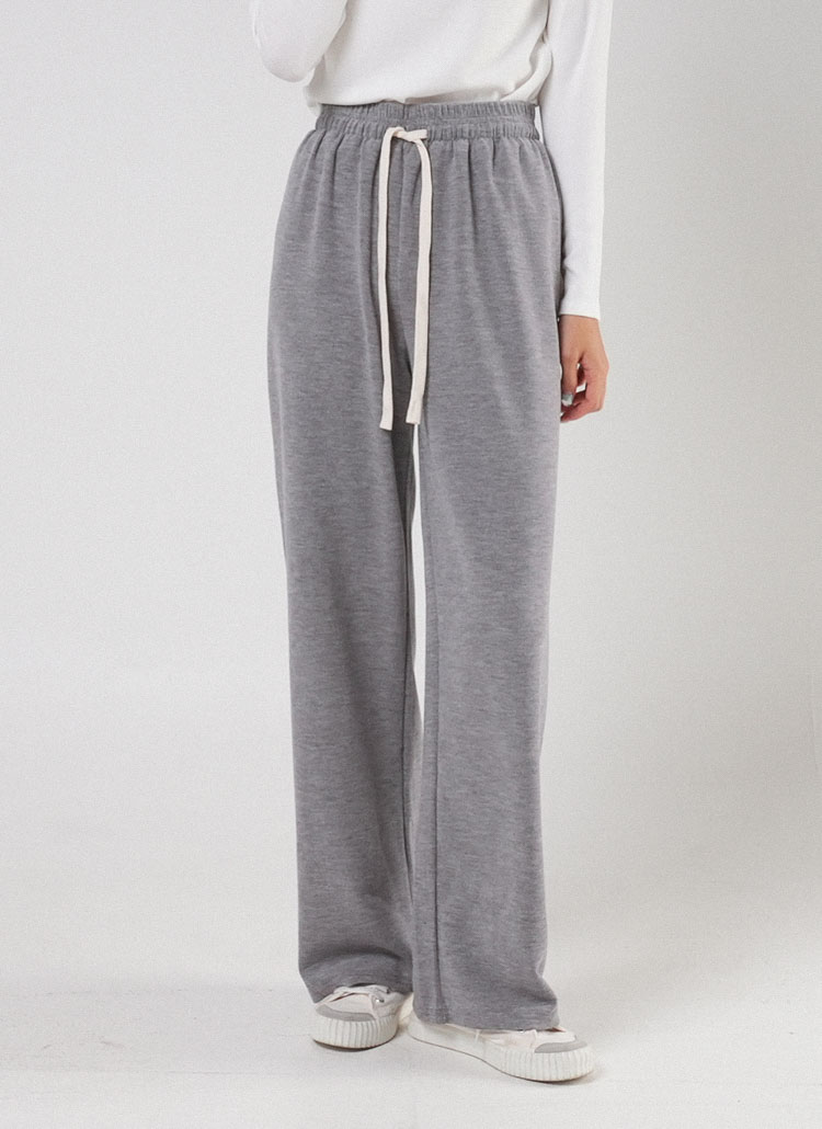 doublet グレー プリント入り ストレートパンツ ストリング付スウェットストレートパンツ | レディース
