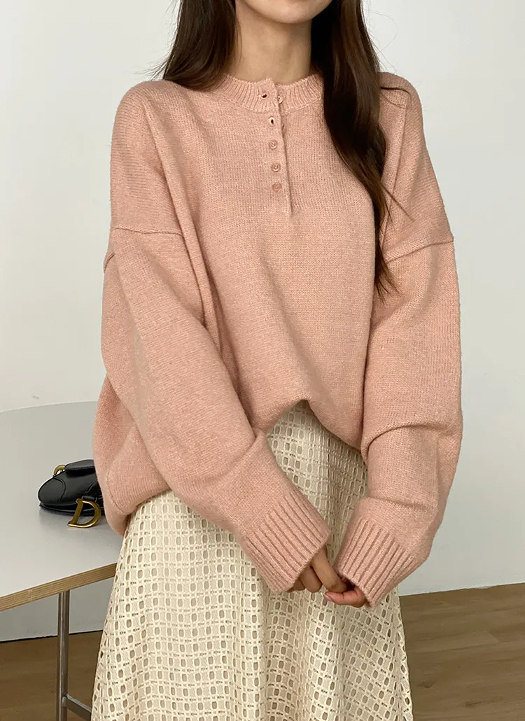 ヘンリーネックルーズニット | DHOLIC | 詳細画像1