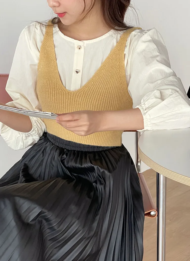 Vネッククロップドニットビスチェ | DHOLIC | 詳細画像1