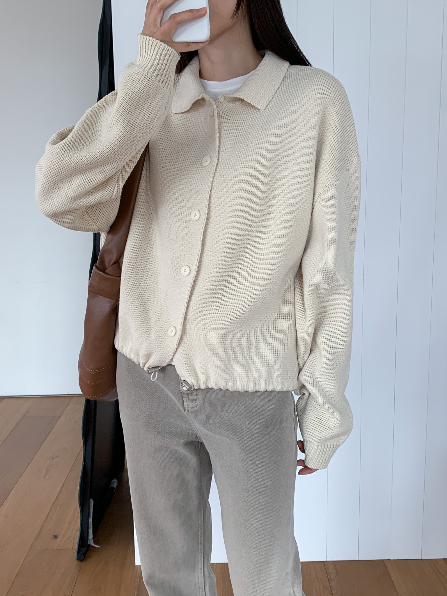 レディース ワッフル オープンカラーカーディガン レディース ワッフル オープンカラーカーディガン
