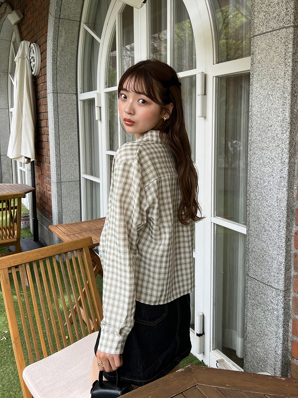 チェック柄シャーリングキャミ&シャツSET | レディース