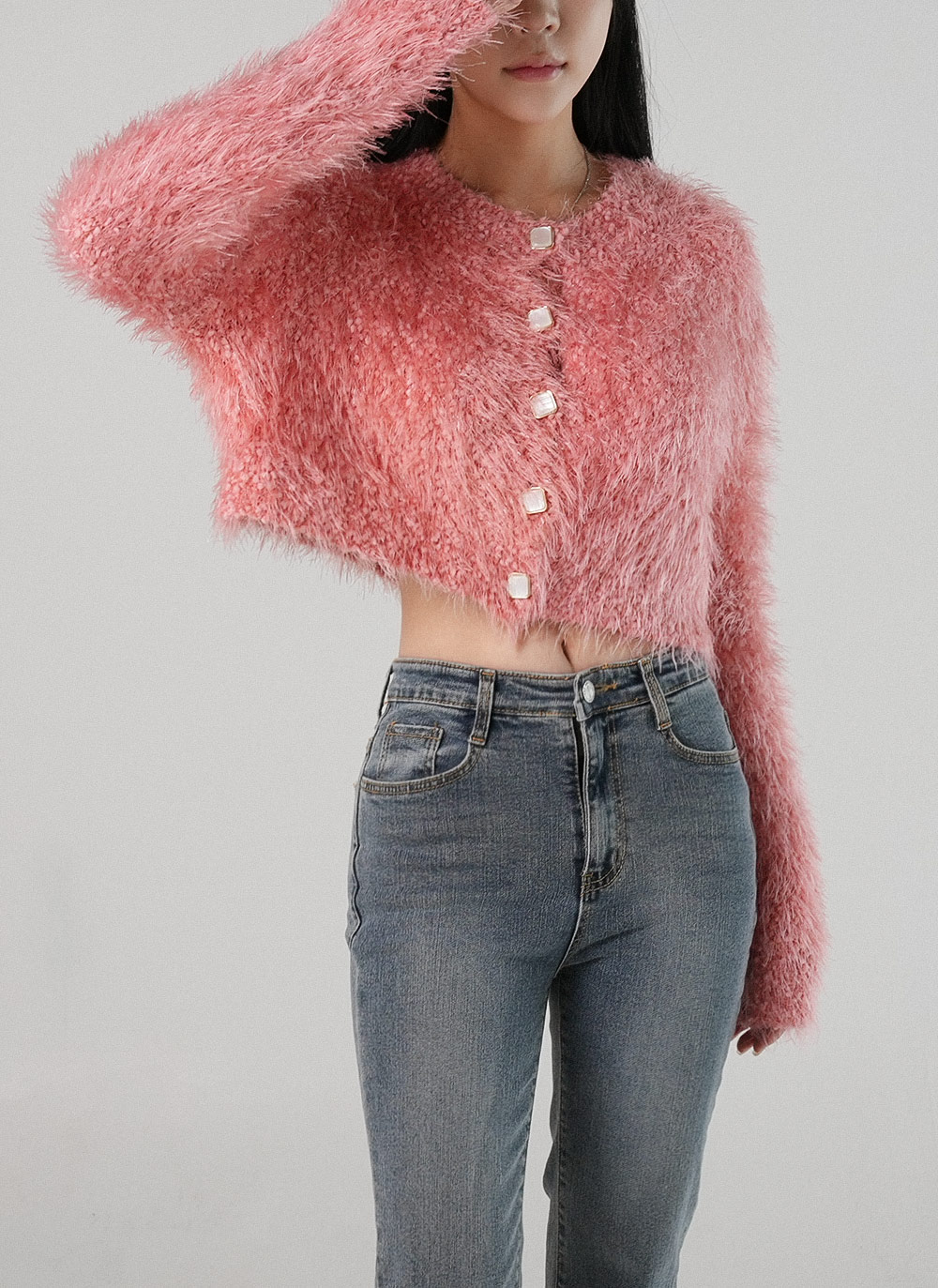 スクエアボタンエコファーカーディガン | DHOLIC | 詳細画像6