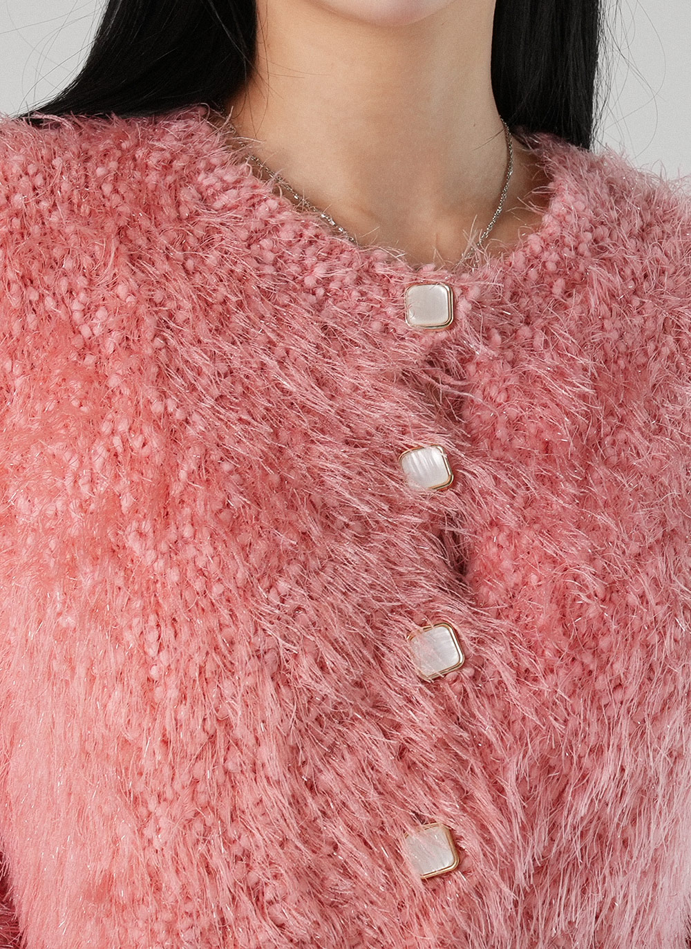 スクエアボタンエコファーカーディガン | DHOLIC | 詳細画像8