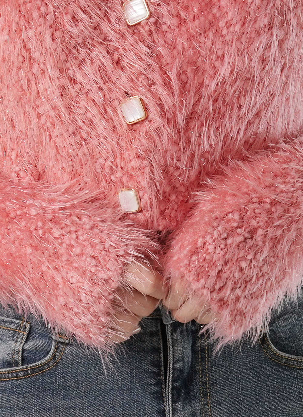 スクエアボタンエコファーカーディガン | DHOLIC | 詳細画像9