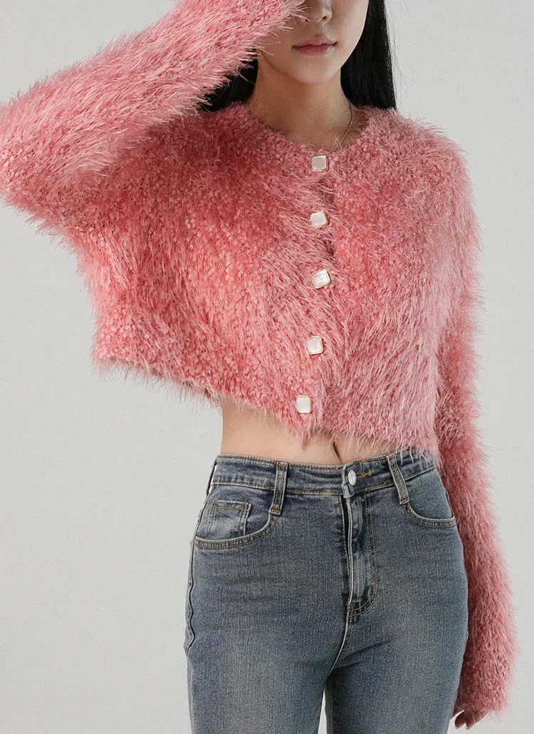 スクエアボタンエコファーカーディガン | DHOLIC | 詳細画像1