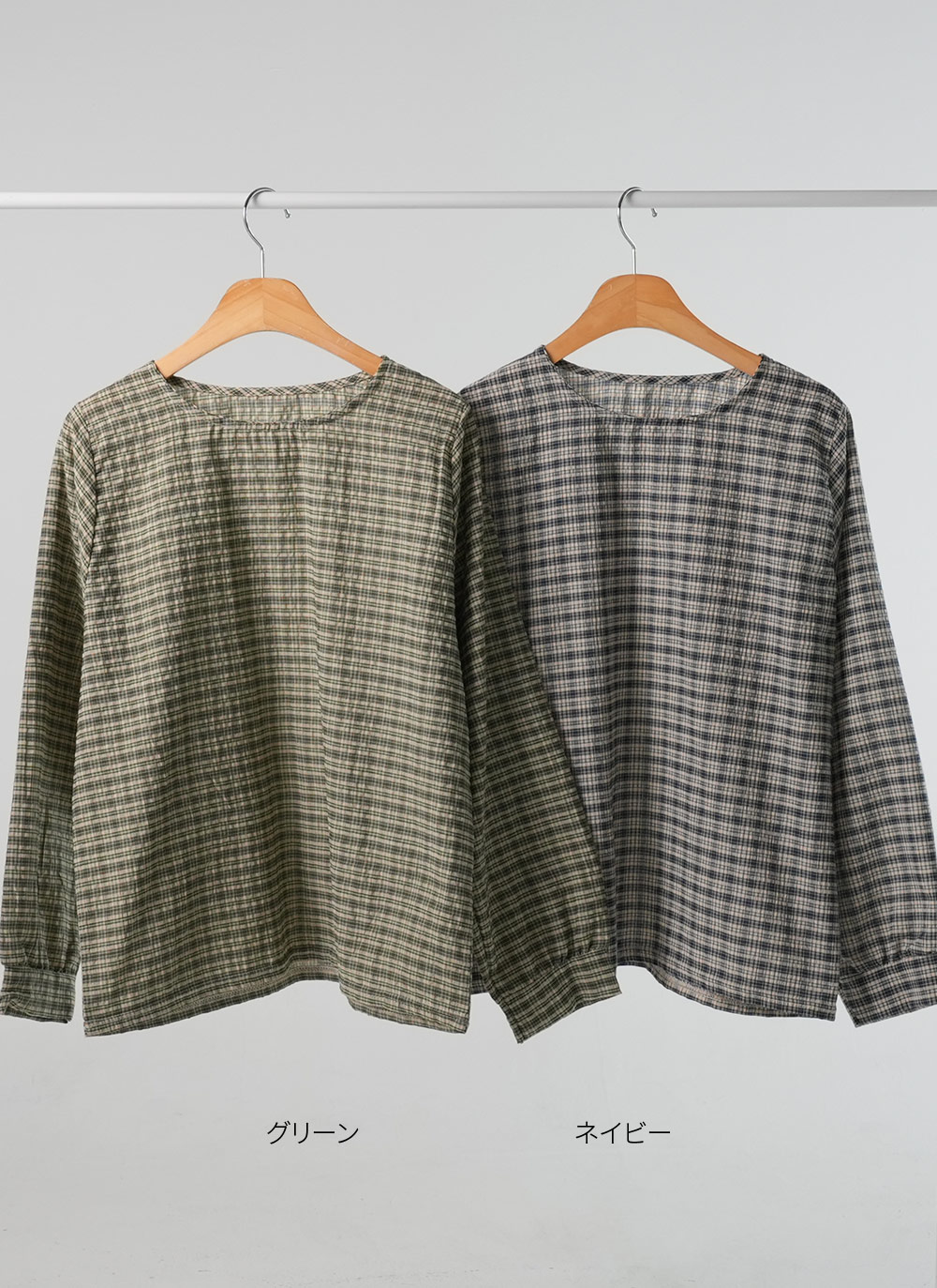 ラウンドチェックコットンブラウス | DHOLIC | 詳細画像8