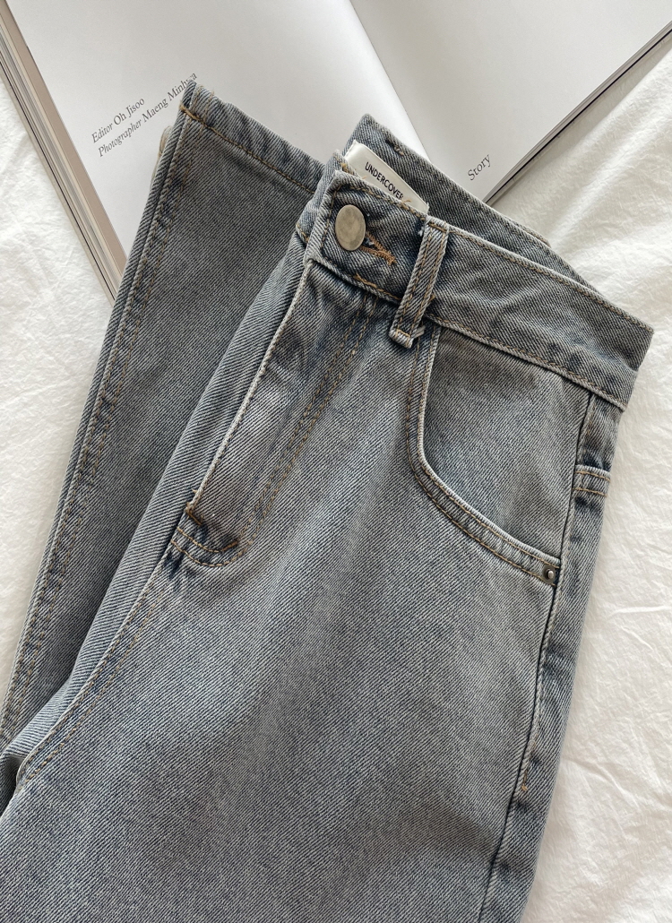 アッシュブルーワイドデニムパンツ | レディースファッション