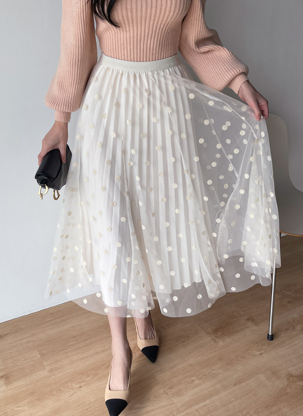 リバーシブルドットプリーツスカート | DHOLIC | 詳細画像2