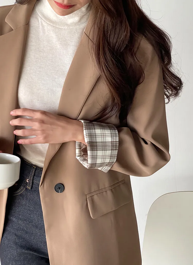 チェックスリーブダブルジャケット | DHOLIC | 詳細画像1