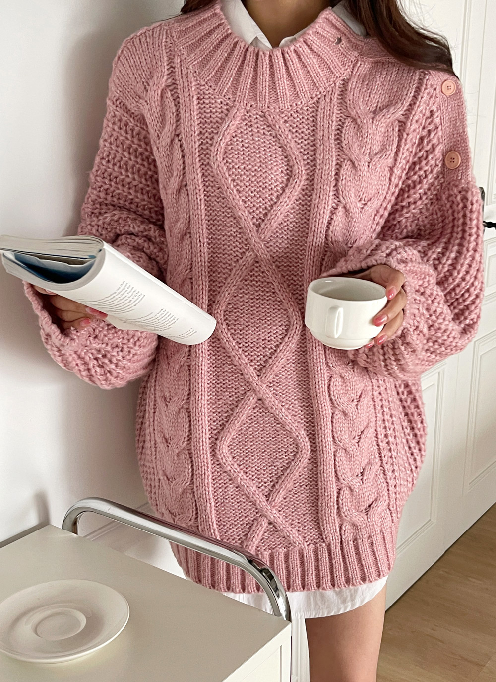 ケーブルショルダースリットボタンニット | DHOLIC | 詳細画像2