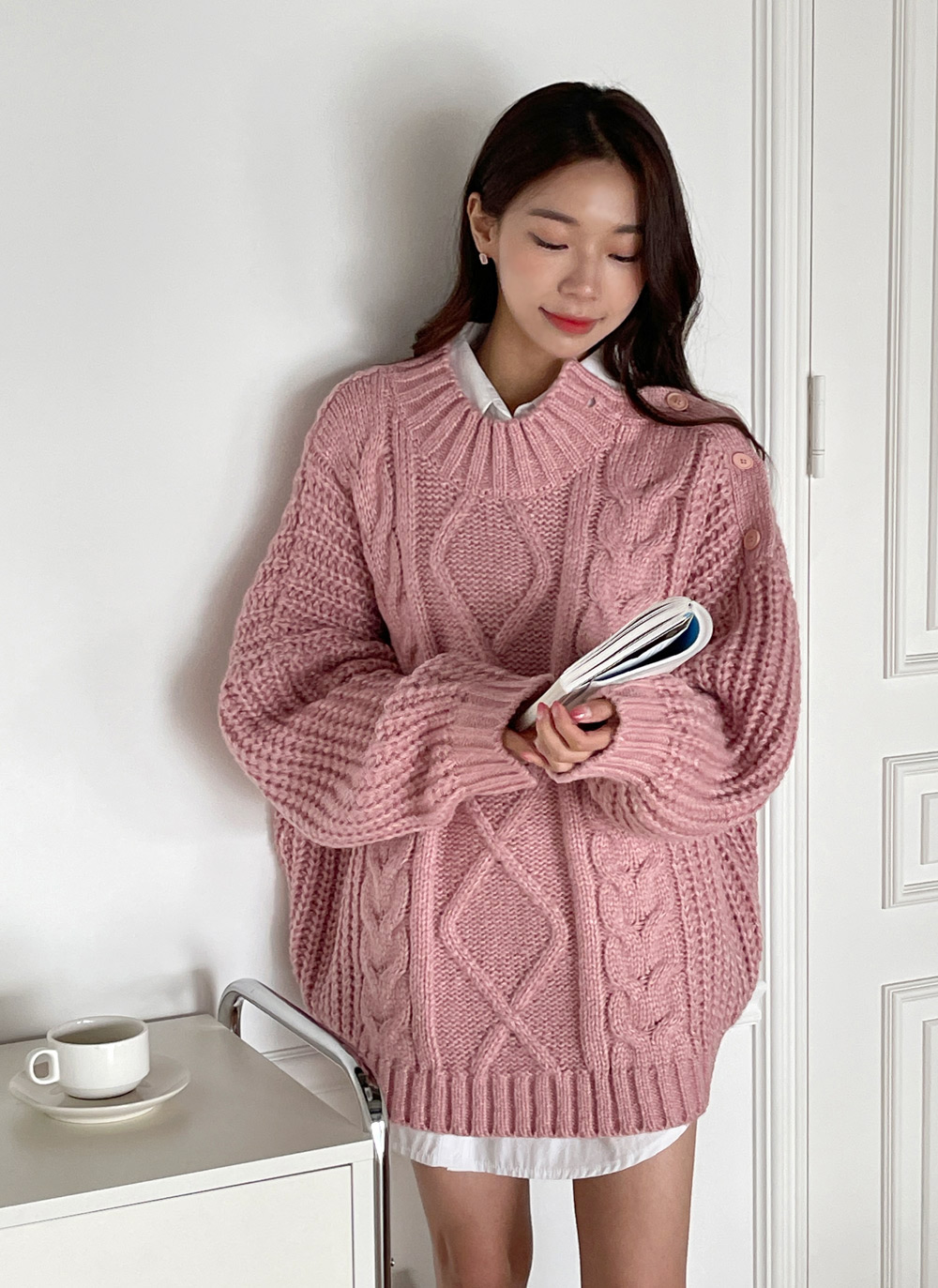 ケーブルショルダースリットボタンニット | DHOLIC | 詳細画像4