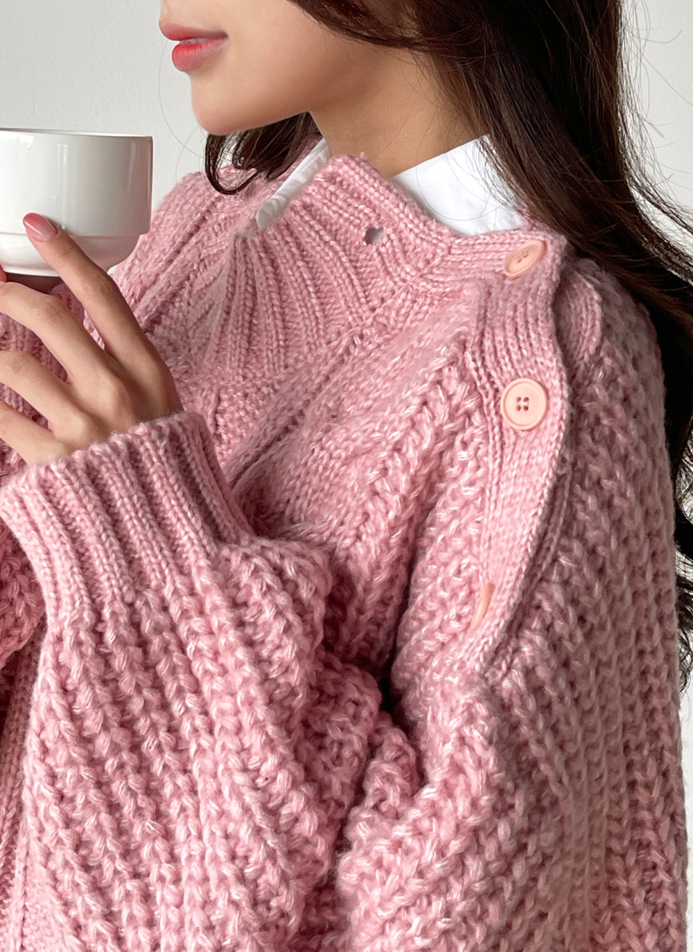 ケーブルショルダースリットボタンニット | DHOLIC | 詳細画像5