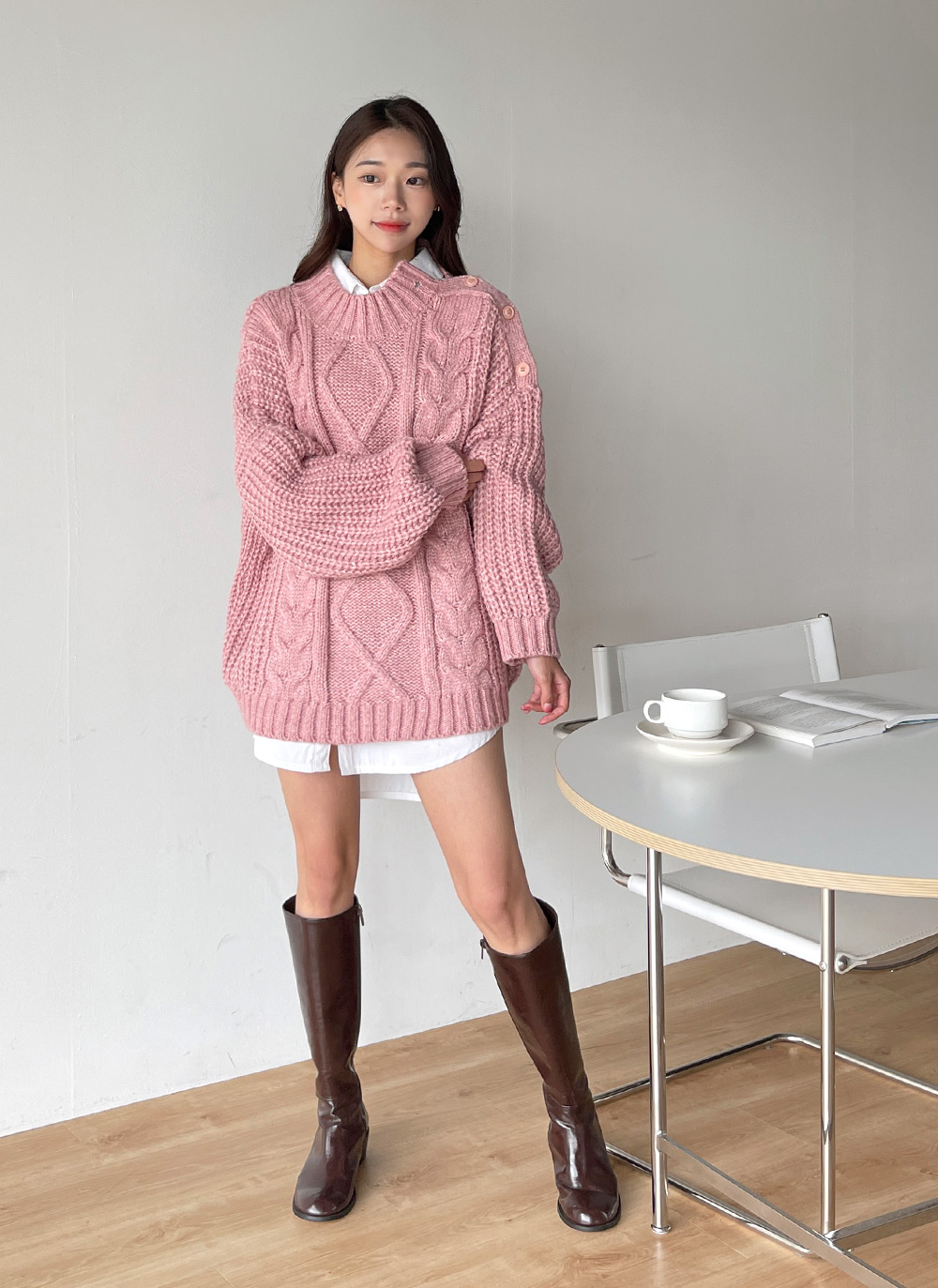 ケーブルショルダースリットボタンニット | DHOLIC | 詳細画像6