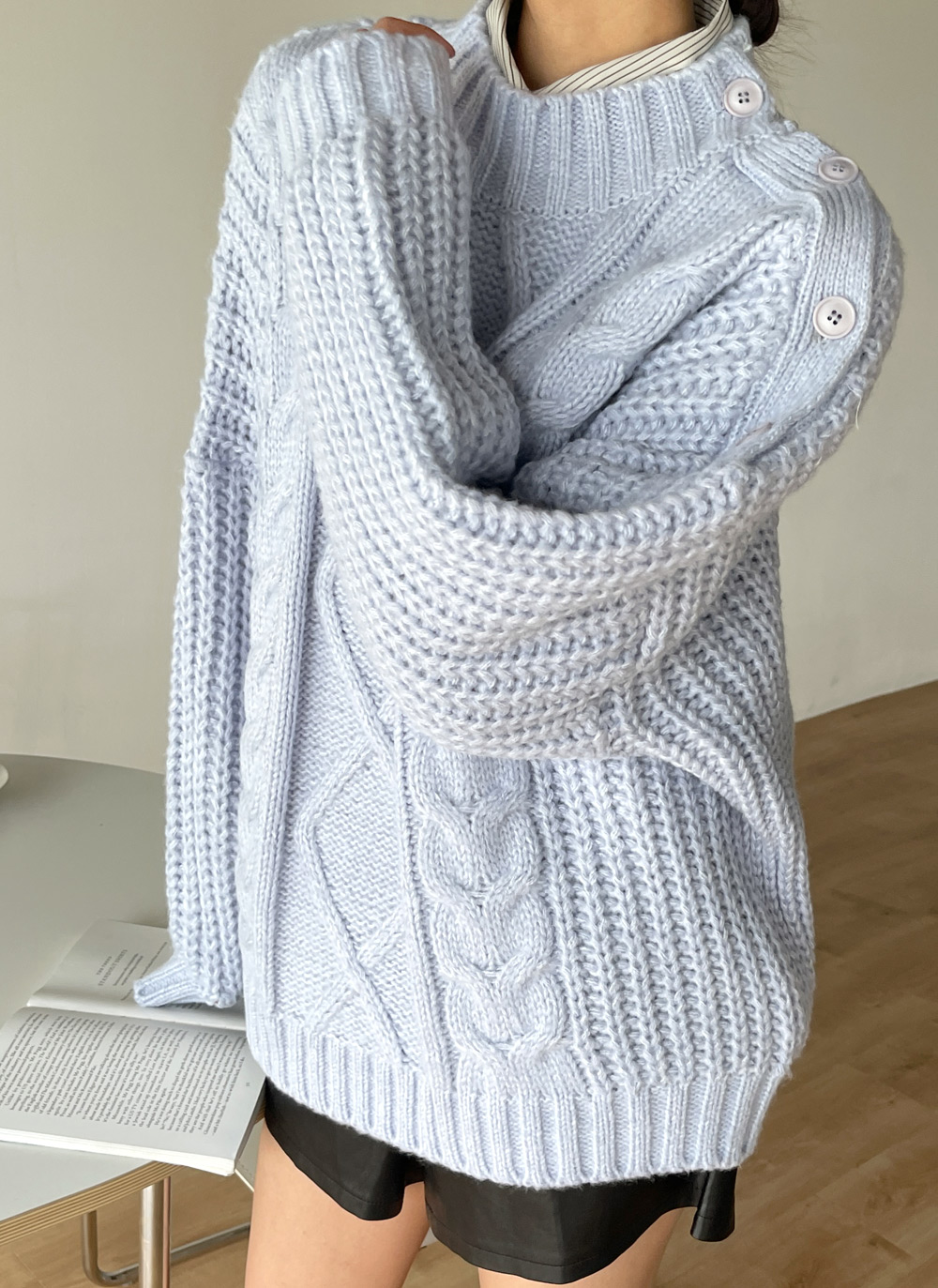 ケーブルショルダースリットボタンニット | DHOLIC | 詳細画像11