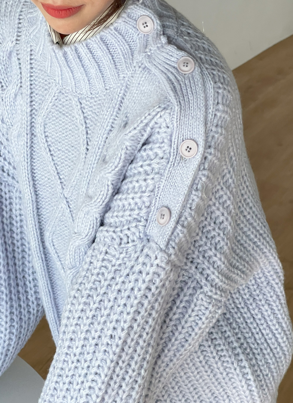 ケーブルショルダースリットボタンニット | DHOLIC | 詳細画像12