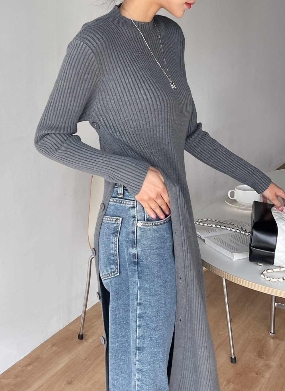 ユノイア　キルトサイドボタンワンピース studio CLIP（スタディオクリップ）の「サイドボタンワンピース