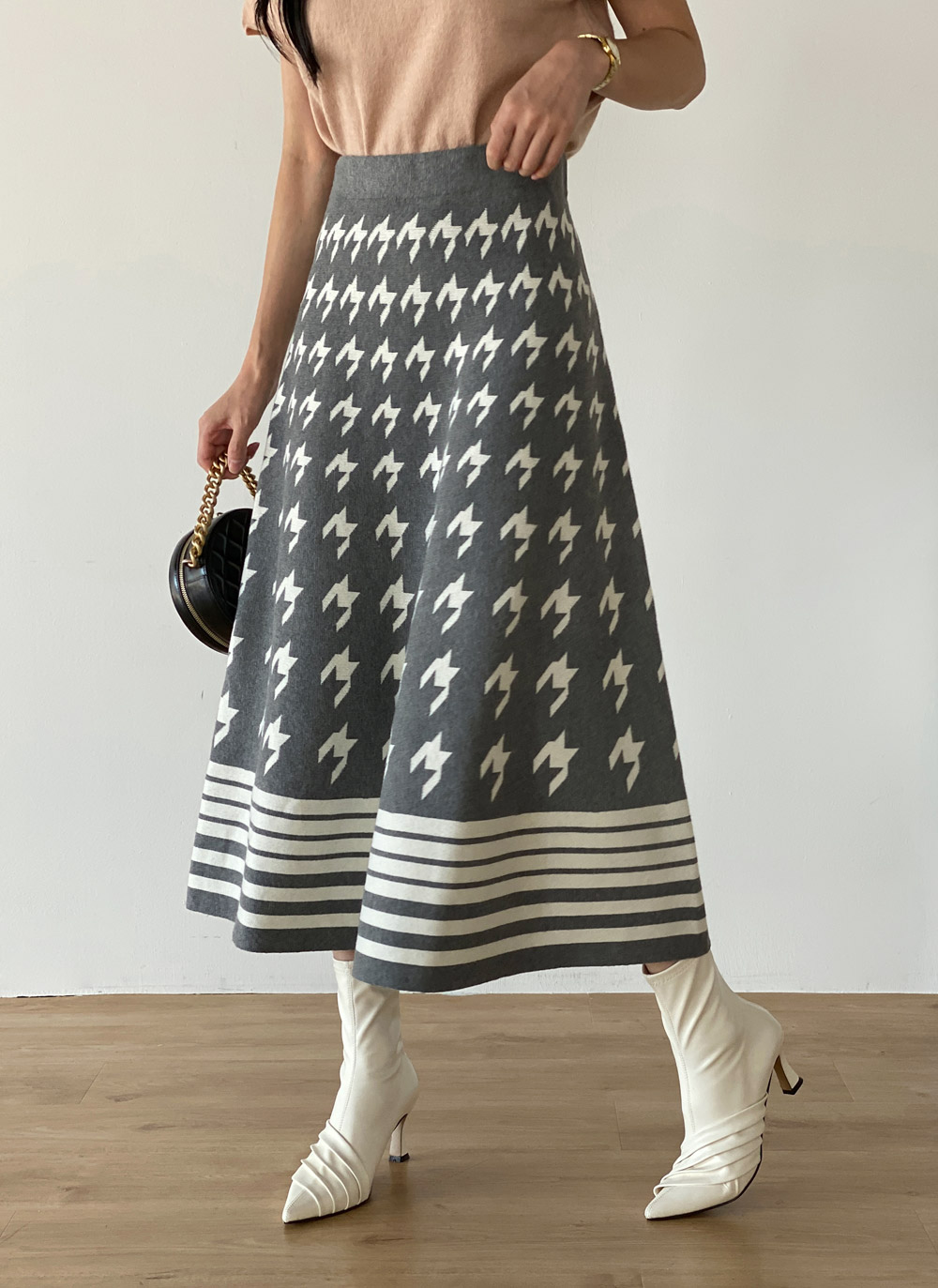 ハウンドトゥースニットAラインスカート | DHOLIC | 詳細画像4