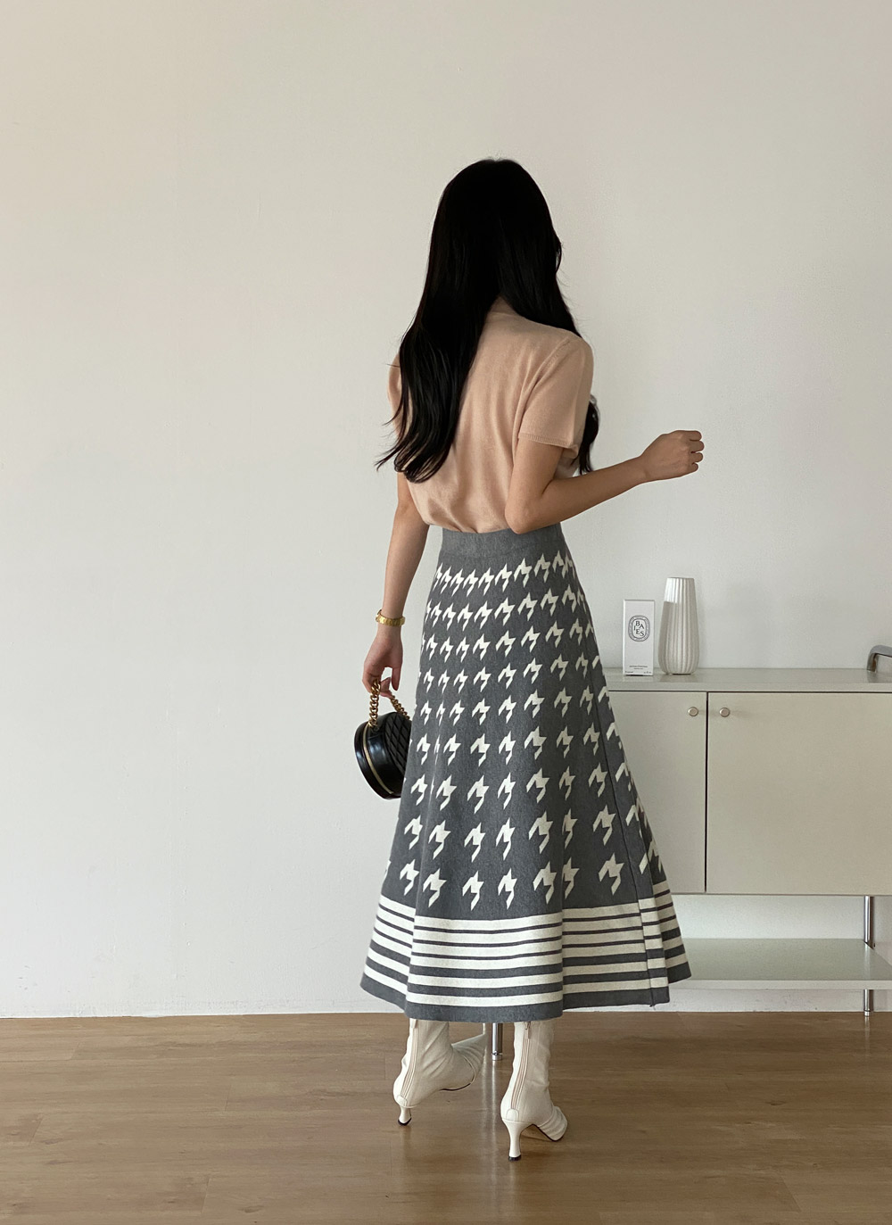 ハウンドトゥースニットAラインスカート | DHOLIC | 詳細画像9