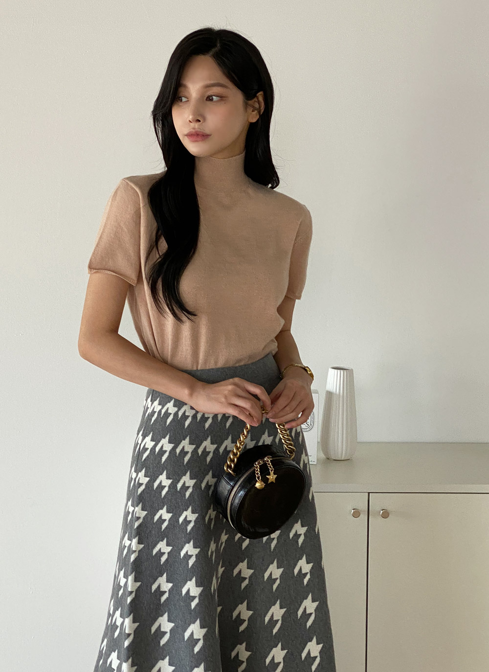 ハウンドトゥースニットAラインスカート | DHOLIC | 詳細画像10