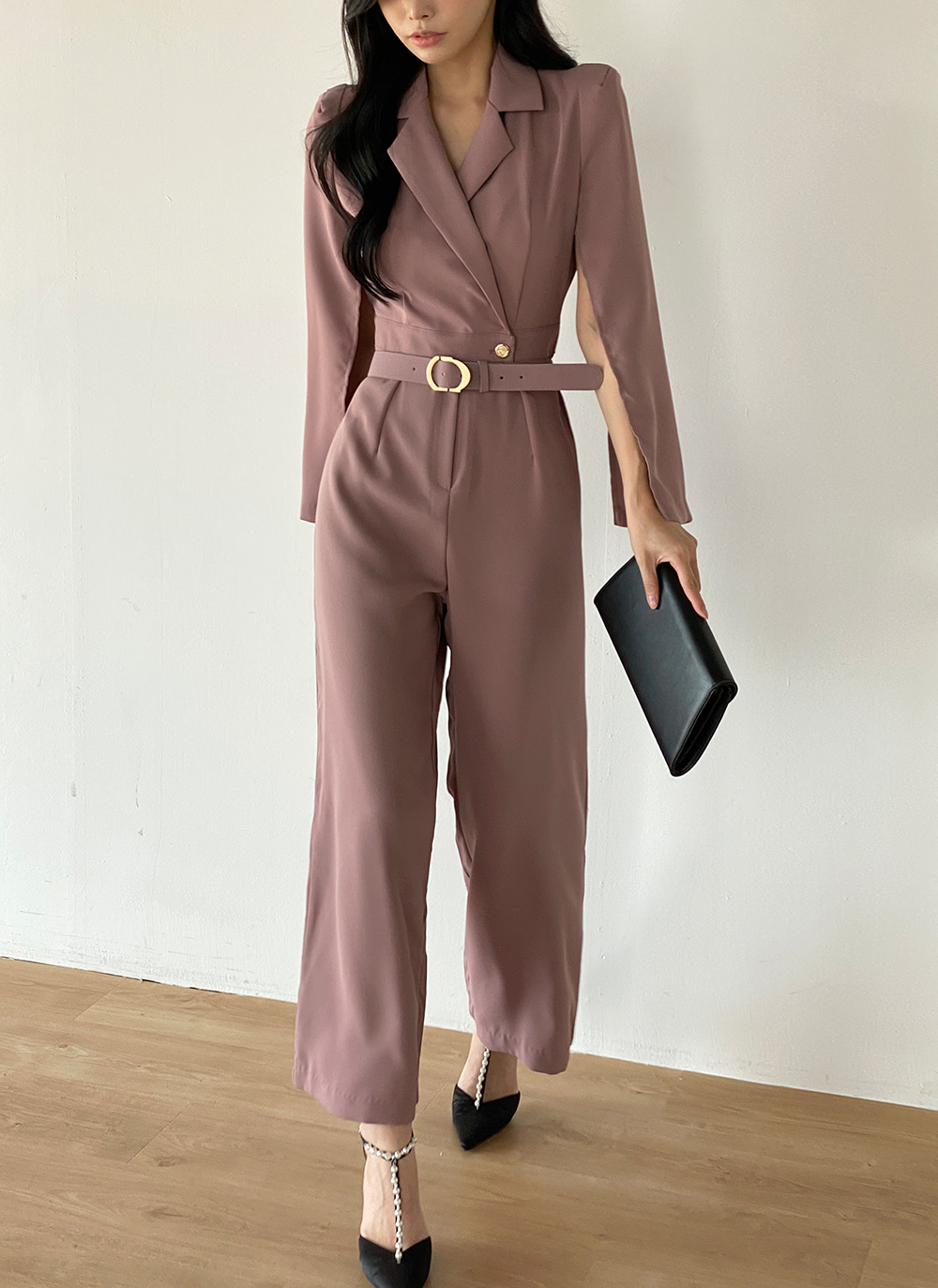 新品✨D.V.F　オールインワン　カシュクール　一体型ベルト付き　グレー　0 新品✨D.V.F オールインワン カシュクール 一体型ベルト付き