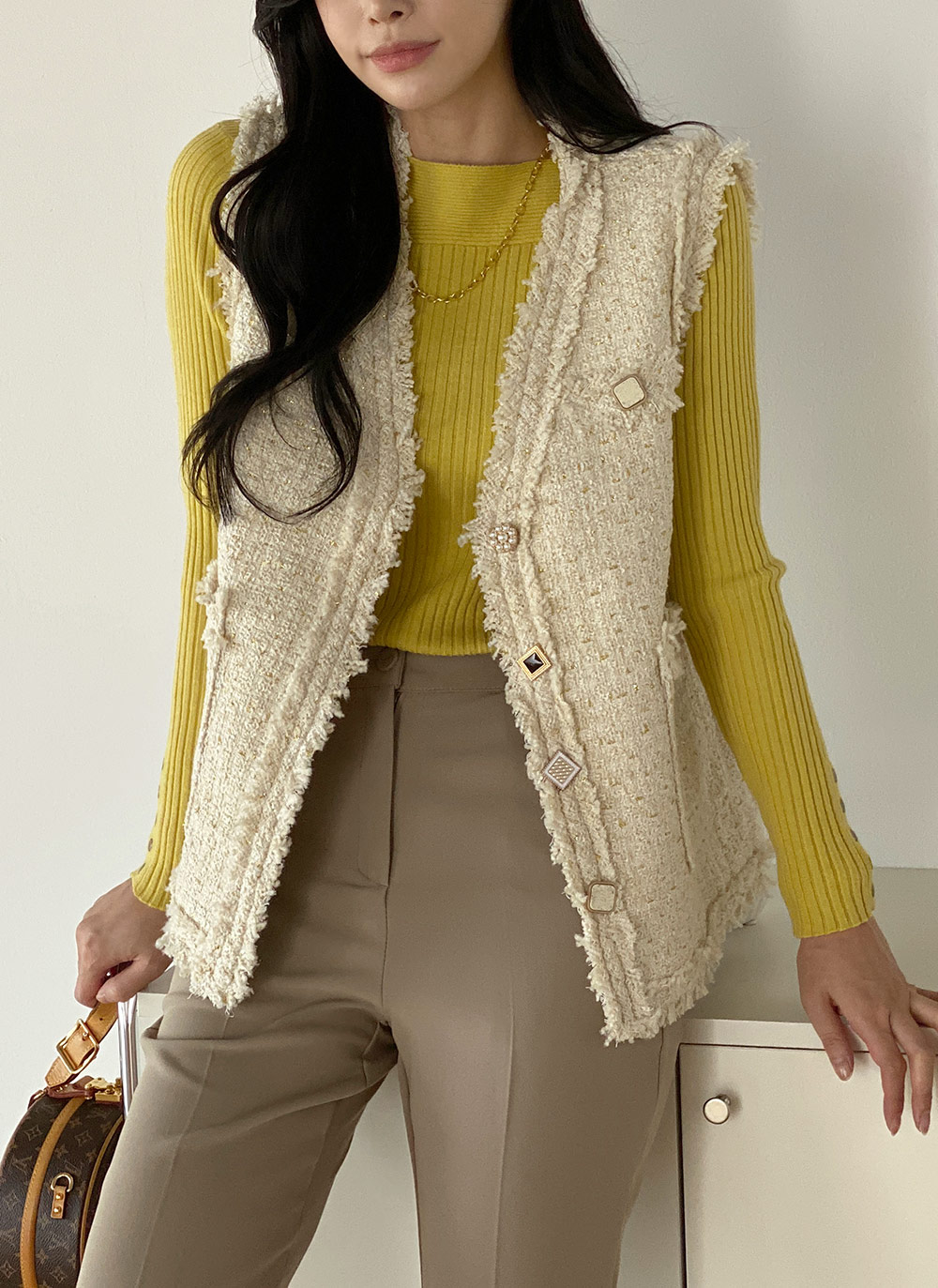 マルチボタンツイードベスト | DHOLIC | 詳細画像7