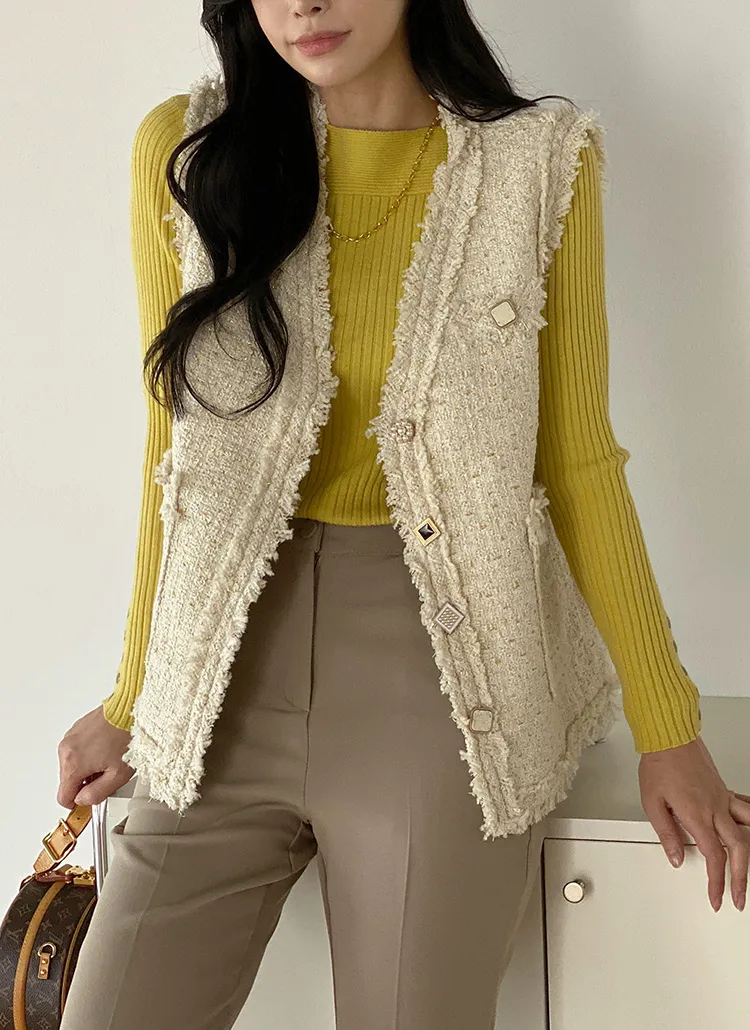 マルチボタンツイードベスト | DHOLIC | 詳細画像1