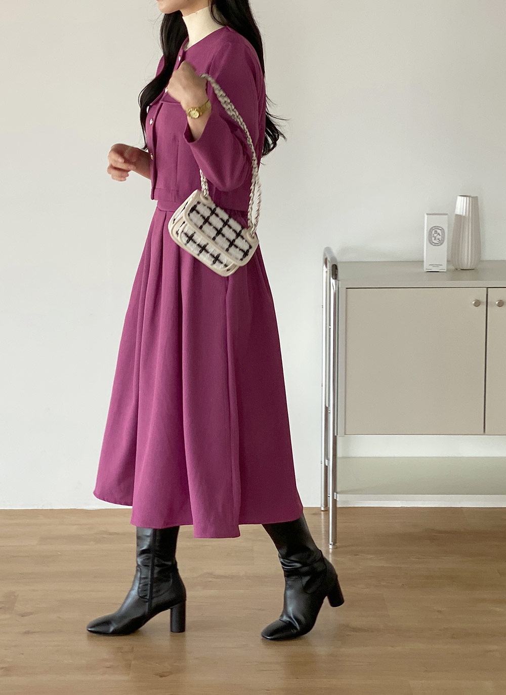 ツイードスクエアボタンジャケット&フレアスカートSET | DHOLIC | 詳細画像4