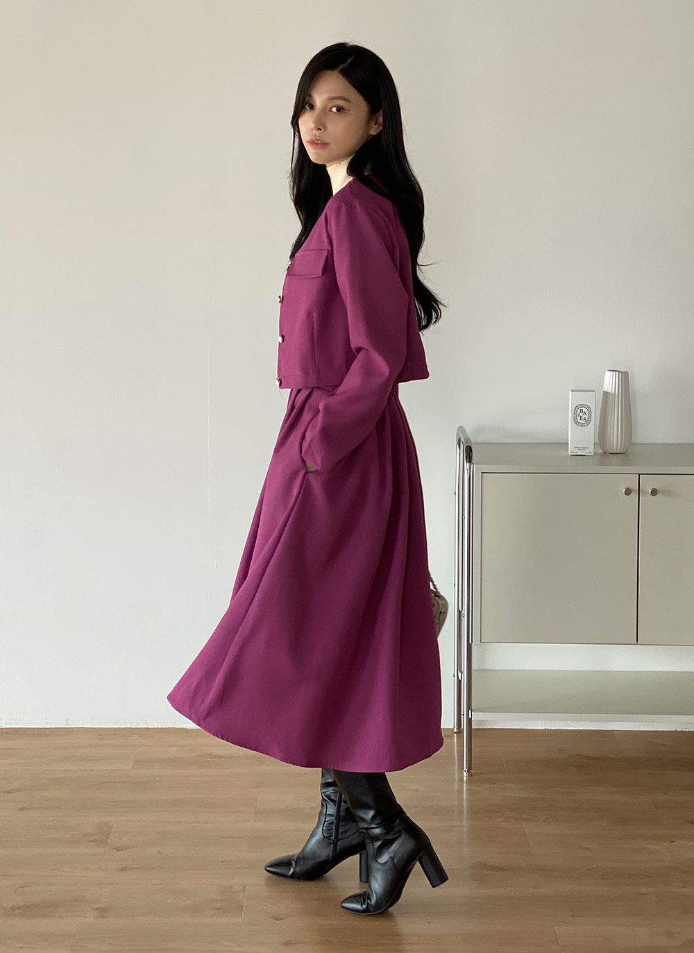 ツイードスクエアボタンジャケット&フレアスカートSET | DHOLIC | 詳細画像10