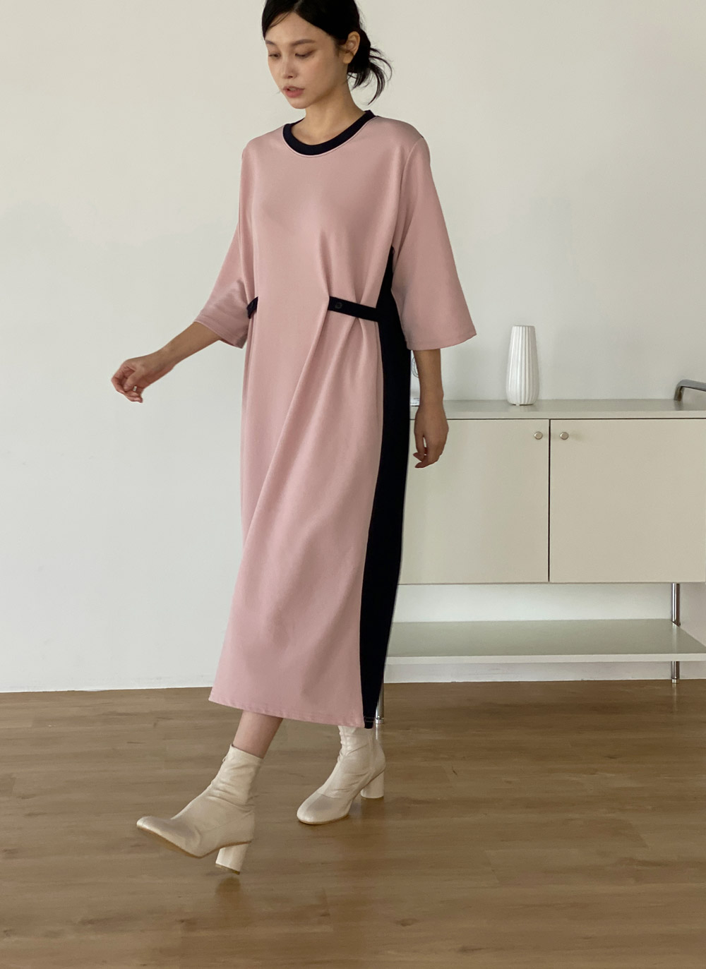 ウエストストラップ配色ワンピース | DHOLIC | 詳細画像3