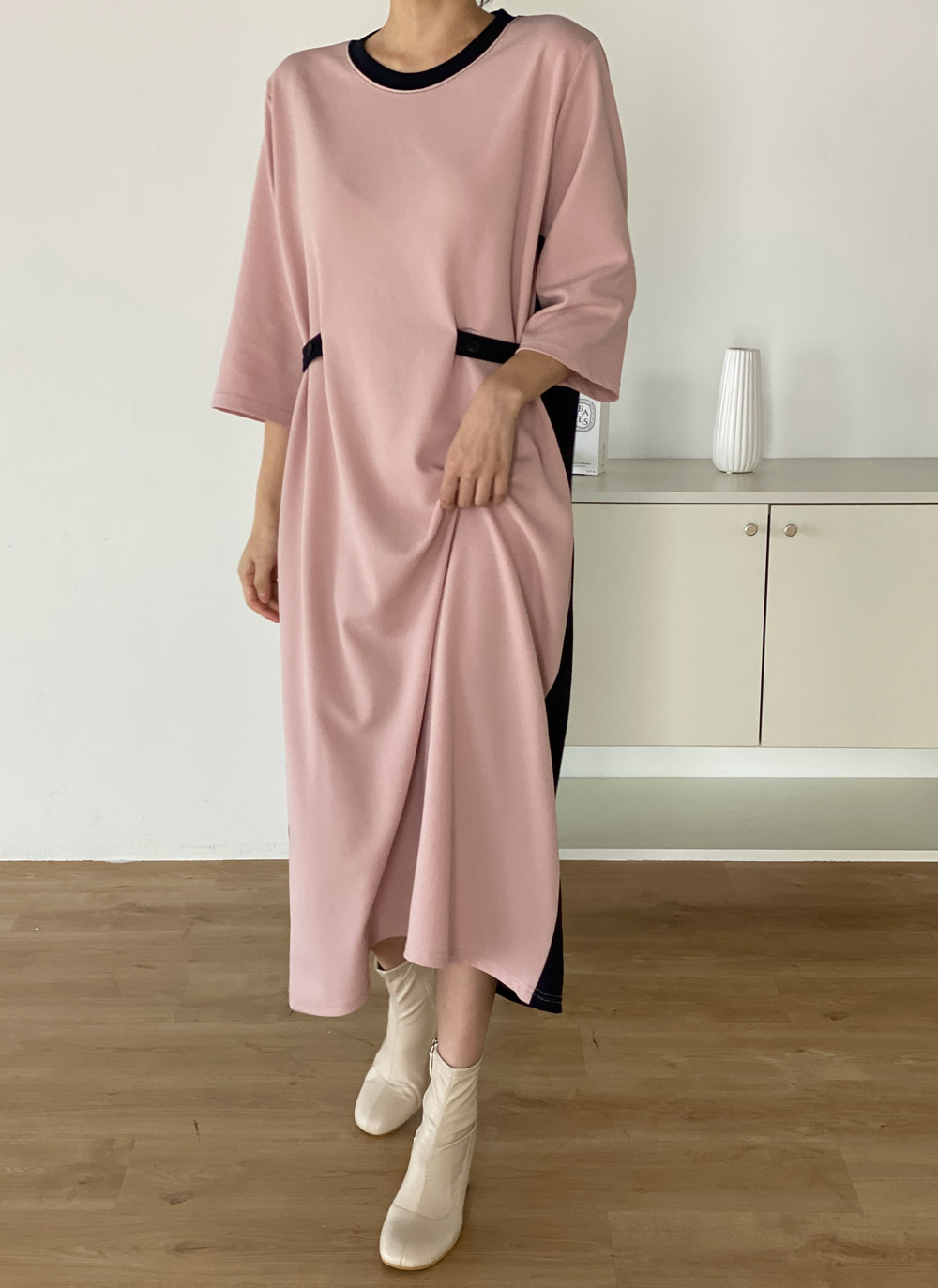 ウエストストラップ配色ワンピース | DHOLIC | 詳細画像4