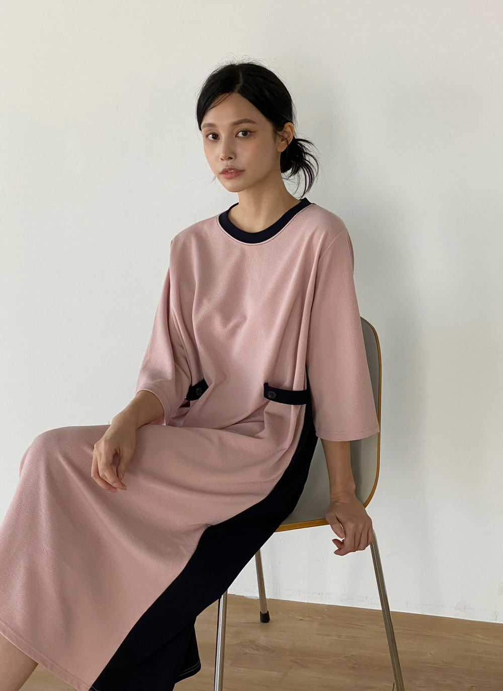 ウエストストラップ配色ワンピース | DHOLIC | 詳細画像6